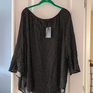 NWT Black and white polka dot blouse